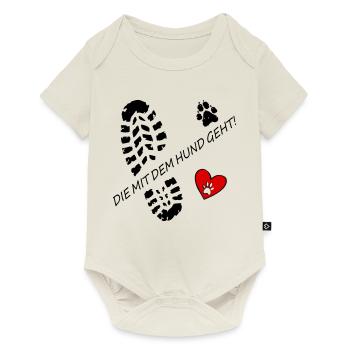 Qui va avec le chien ! pour les amoureux des chiens avec 💖🐾 - Body à manches courtes Premium Bébé - blanc cassé - Devant