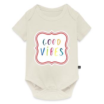 Good Vibes Geschenk - Baby Premium Kurzarmbody - Naturweiß - Vorne