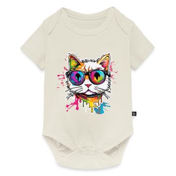 Cool Cat / Funny / Animal / Pet / Crazy - Baby Premium short-sleeve bodysuit - off white - Front