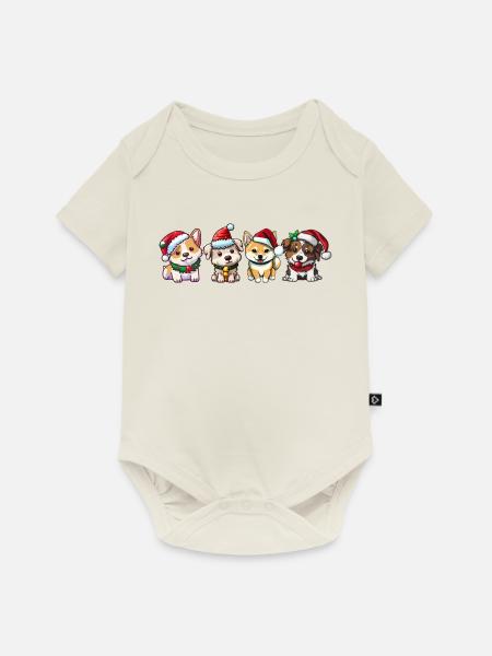 Hunde-Weihnachten - Baby Premium Kurzarmbody - Naturweiß