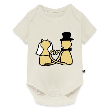cat wedding - Baby Premium short-sleeve bodysuit - off white - Front