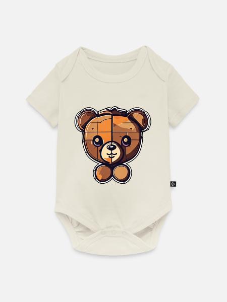 Teddybär / Kuscheltier / Stofftier / Geschenkidee - Baby Premium Kurzarmbody - Naturweiß