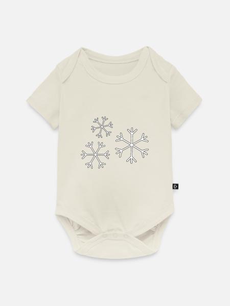 Schneeflocken - Baby Premium Kurzarmbody - Naturweiß