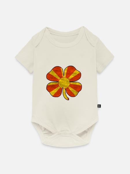 Mazedonien Nationalflagge - Baby Premium Kurzarmbody - Naturweiß