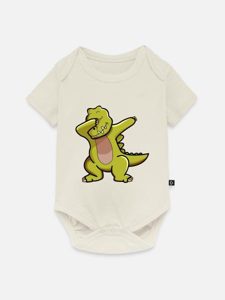Dino dab dabbing Dinosaurier - Baby Premium Kurzarmbody - Naturweiß