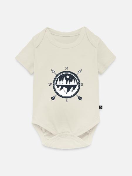 Kompass - Baby Premium Kurzarmbody - Naturweiß