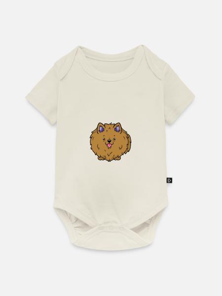 Flocke ( braun ) - Baby Premium Kurzarmbody - Naturweiß