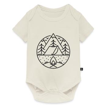 Camping - Outdoor - Lagerfeuer - Zelten - Baby Premium Kurzarmbody - Naturweiß - Vorne