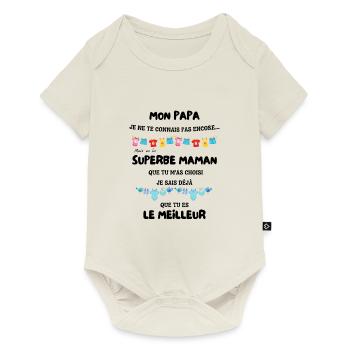 Cadeau futur papa couple - Body à manches courtes Premium Bébé - blanc cassé - Devant