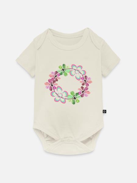 Blume Blüten - Baby Premium Kurzarmbody - Naturweiß