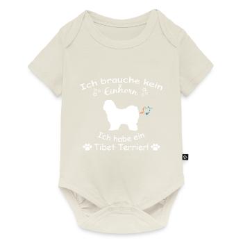 Tibet Terrier Hund - Tibet Terrier - Baby Premium Kurzarmbody - Naturweiß - Vorne