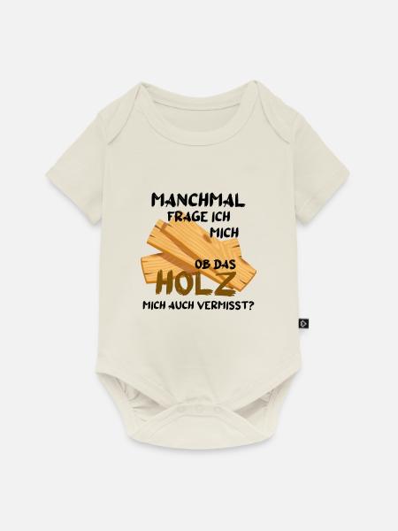 Holz geschenk - Baby Premium Kurzarmbody - Naturweiß