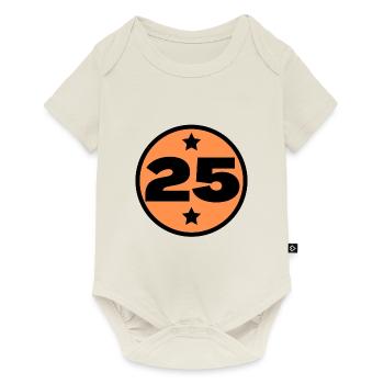 25 Vingt Cinq Cercle Orange Noir âge anniversaire - Body à manches courtes Premium Bébé - blanc cassé - Devant