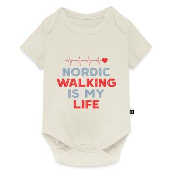 Marche Nordique Vie Cœur Amour - Body à manches courtes Premium Bébé - blanc cassé - Devant