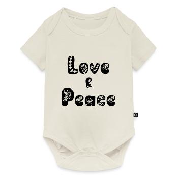 Love and Peace - Baby Premium Kurzarmbody - Naturweiß - Vorne