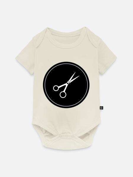 Schere Barber Kreis - Baby Premium Kurzarmbody - Naturweiß