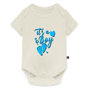 it's a boy babyfüße - Baby Premium Kurzarmbody - Naturweiß - Vorne