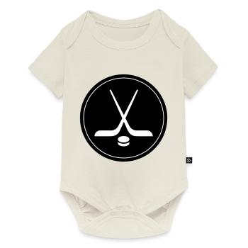 Symbole du logo du hockey sur glace - Body à manches courtes Premium Bébé - blanc cassé - Devant