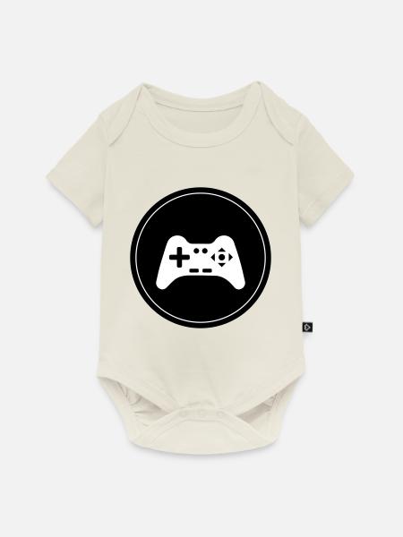 Gamepad Symbol Controller Kreis - Baby Premium Kurzarmbody - Naturweiß