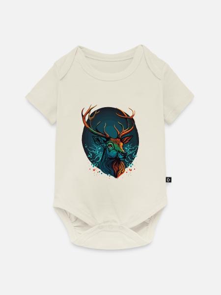Hirschkopf Design - Baby Premium Kurzarmbody - Naturweiß