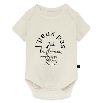 J'Peux Pas J'ai la flemme noir - Body à manches courtes Premium Bébé - blanc cassé - Devant