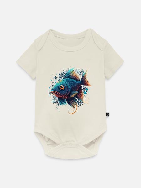 Fisch Kunstwerk - Baby Premium Kurzarmbody - Naturweiß