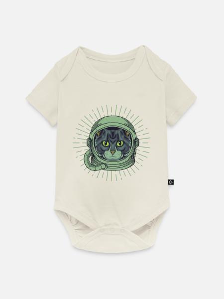 CAT in SPACE - Baby Premium Kurzarmbody - Naturweiß