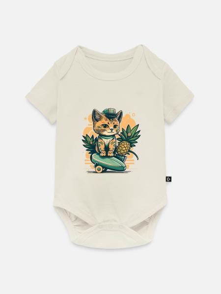 Cute Cat Tropical 1 - Baby Premium Kurzarmbody - Naturweiß