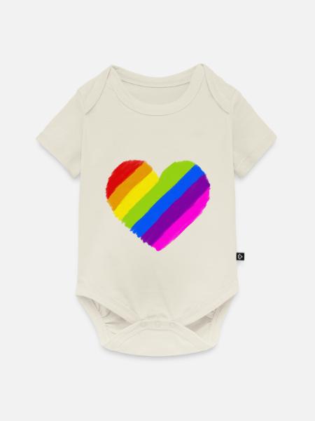 Pride Regenbogen Herz - Baby Premium Kurzarmbody - Naturweiß