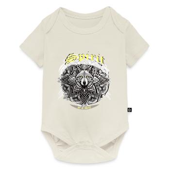 Spirit of a Wolf: Indianer-inspiriertes Mandala - Baby Premium Kurzarmbody - Naturweiß - Vorne