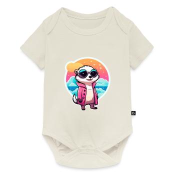 Erdmännchen Zeichnung - Baby Premium Kurzarmbody - Naturweiß - Vorne