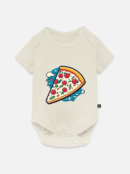 Pizza Slice Zeichnung - Baby Premium Kurzarmbody - Naturweiß