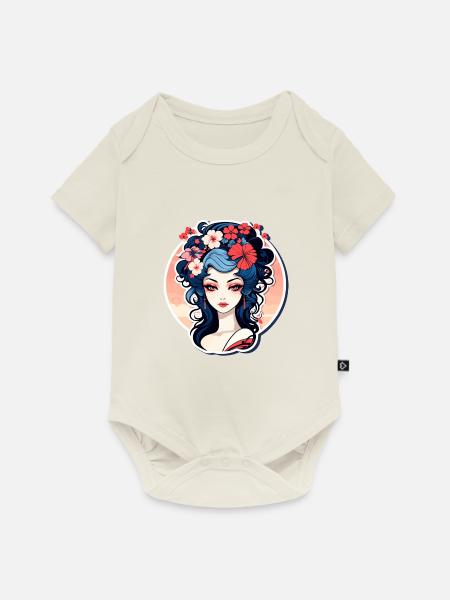 Geisha Illustration - Baby Premium Kurzarmbody - Naturweiß