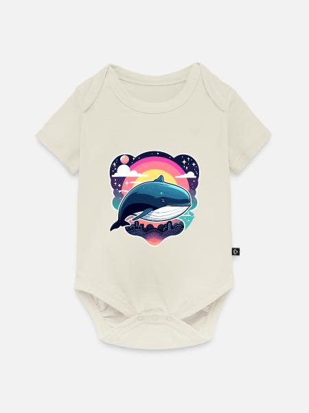 Wal Illustration - Baby Premium Kurzarmbody - Naturweiß