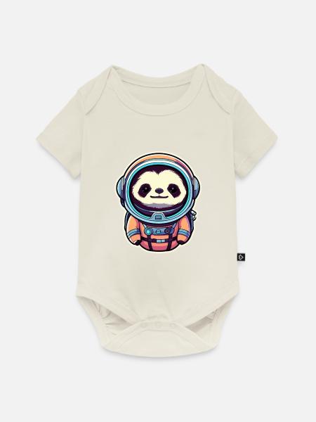 Faultier Astronaut Illustration - Baby Premium Kurzarmbody - Naturweiß