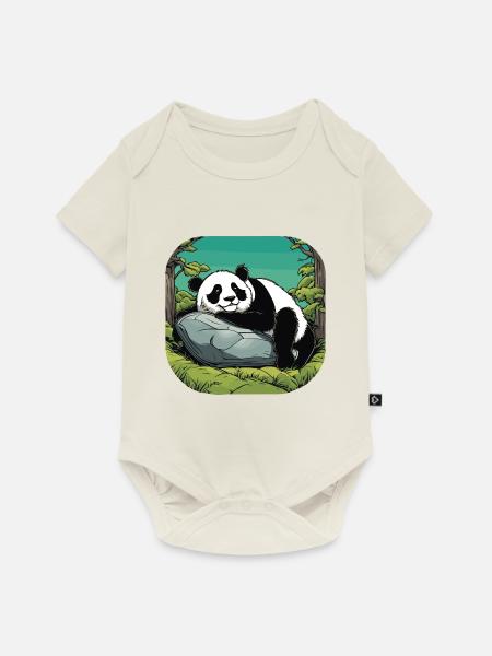 Panda Illustration - Baby Premium Kurzarmbody - Naturweiß