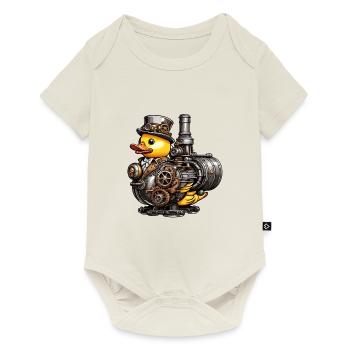 Gummiente / Badeente / Wasser / Badewanne - Baby Premium Kurzarmbody - Naturweiß - Vorne