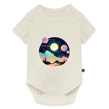 Moon Landscape Illustration - Baby Premium short-sleeve bodysuit - off white - Front
