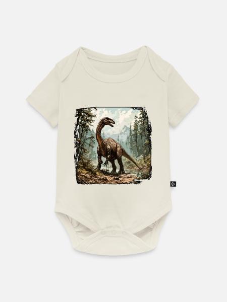 Dinosaurier / Tier / Urzeit / Reptil / Jungs - Baby Premium Kurzarmbody - Naturweiß