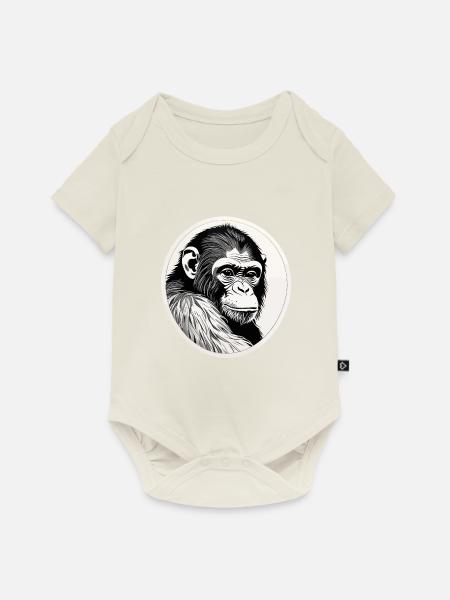 Affe Wasserfarben - Baby Premium Kurzarmbody - Naturweiß