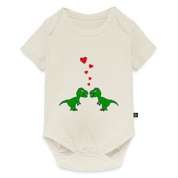 Tyrannosaurus TRex Liebespaar Liebe - Baby Premium Kurzarmbody - Naturweiß - Vorne