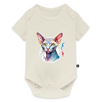 Sphynx Chat Aquarelles - Body à manches courtes Premium Bébé - blanc cassé - Devant