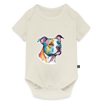 American Staffordshire Terrier Wasserfarben - Baby Premium Kurzarmbody - Naturweiß - Vorne