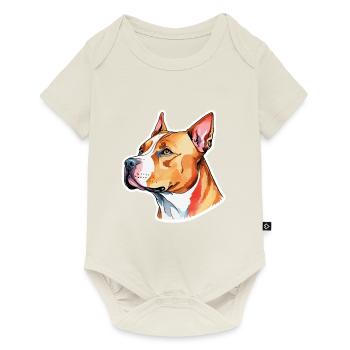 American Staffordshire Terrier Wasserfarben - Baby Premium Kurzarmbody - Naturweiß - Vorne