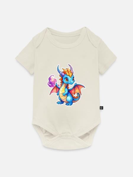 Drache Wasserfarben - Baby Premium Kurzarmbody - Naturweiß