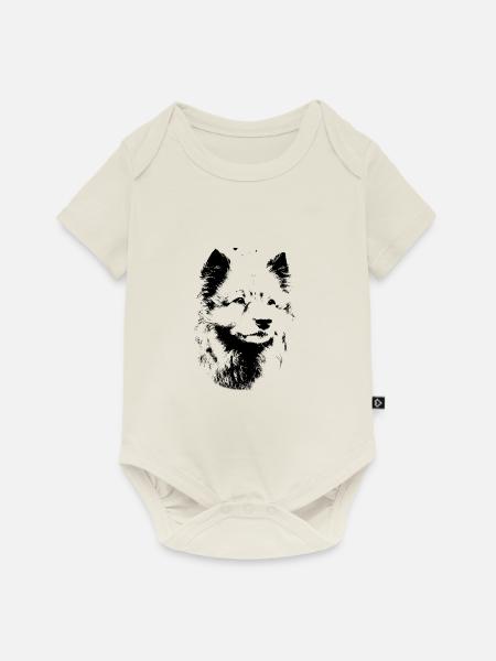 Wolfsspitz Hunderasse - Baby Premium Kurzarmbody - Naturweiß