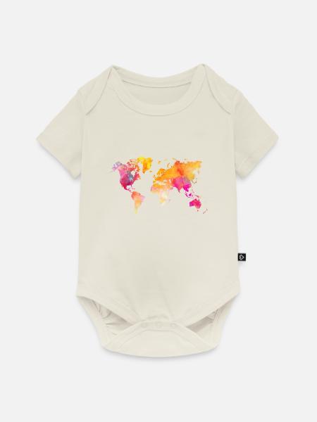 Weltkarte - Baby Premium Kurzarmbody - Naturweiß