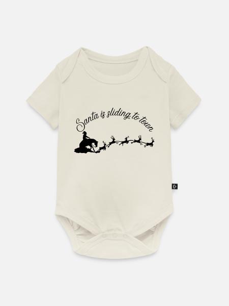 Santa is sliding to town - Baby Premium Kurzarmbody - Naturweiß