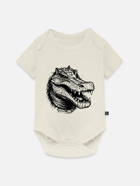 Krokodil - Baby Premium Kurzarmbody - Naturweiß