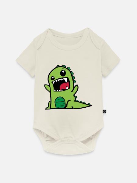 Grüner Dinosaurier - Baby Premium Kurzarmbody - Naturweiß